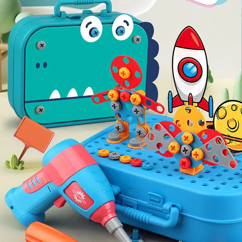 Kids' educational screw drill building toy set, colorful plastic pieces, stem learning for toddlers