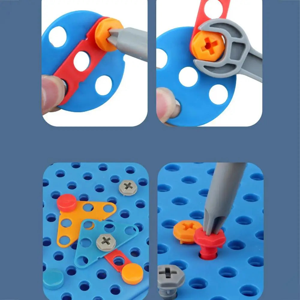 A completed toy vehicle built with the kids' screw drill set, showcasing creativity and engineering skills
