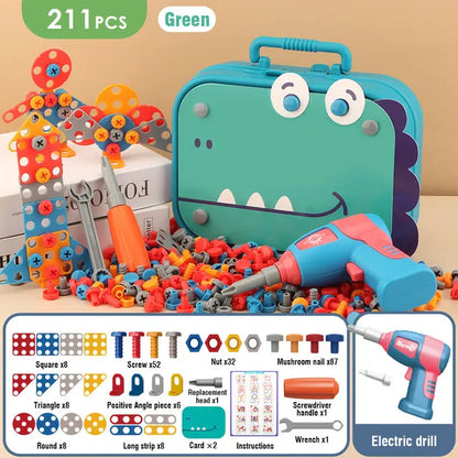 Educational screw drill toy set box packaging, highlighting 'STEM Learning' and 'Ages 3+', ideal children's gift