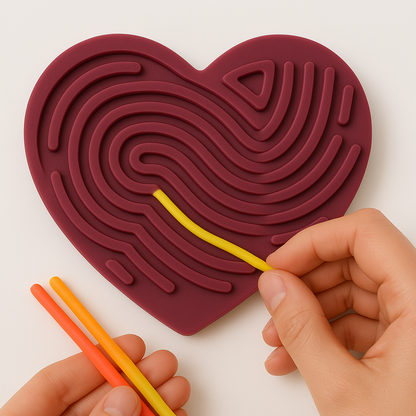 Kids' educational sensory activity bag open, showing colorful elements for toddlers' creative play