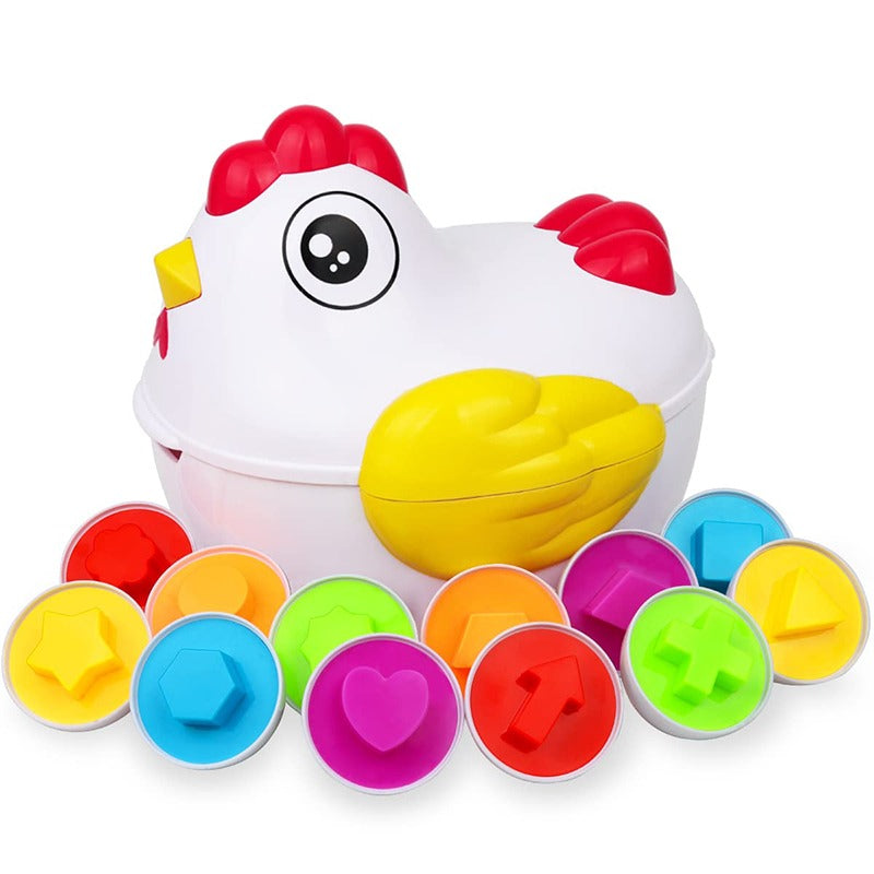 Colorful shape matching egg puzzle for kids' learning and preschool brain development.