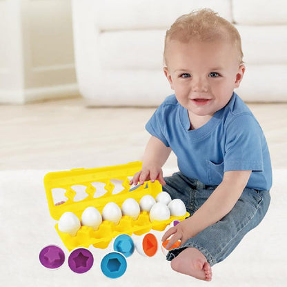 Educational toy: vibrant shape matching egg set for kids' brain development.