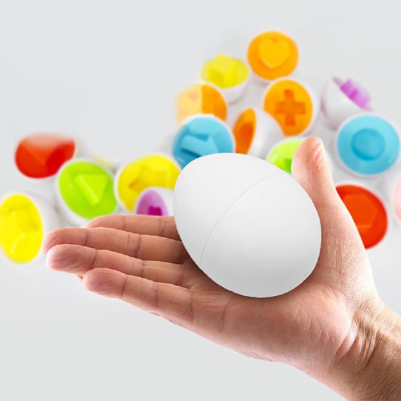 Kids' learning puzzle: shape matching eggs, an educational toy for toddlers.