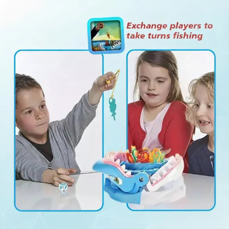 Group of children engaged in Shark Attack, an exciting activity toy and family board game