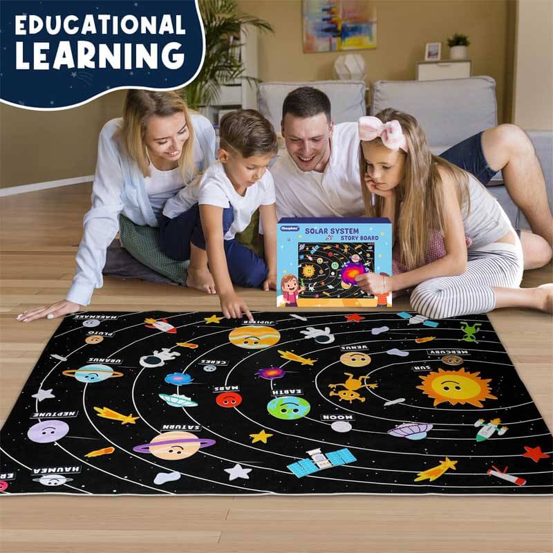 Vibrant educational solar system felt board kit with colorful planet cutouts and space elements