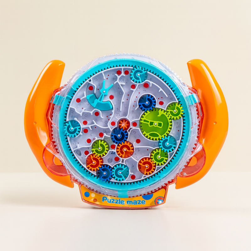 Kids' educational spinning gear maze puzzle game, skill-building cognitive play