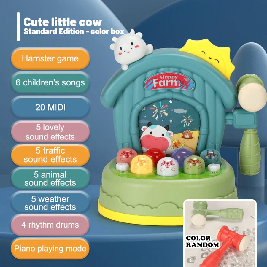 Baby activity toy: Whack-A-Mole game with lights for toddlers, promoting motor skills development.