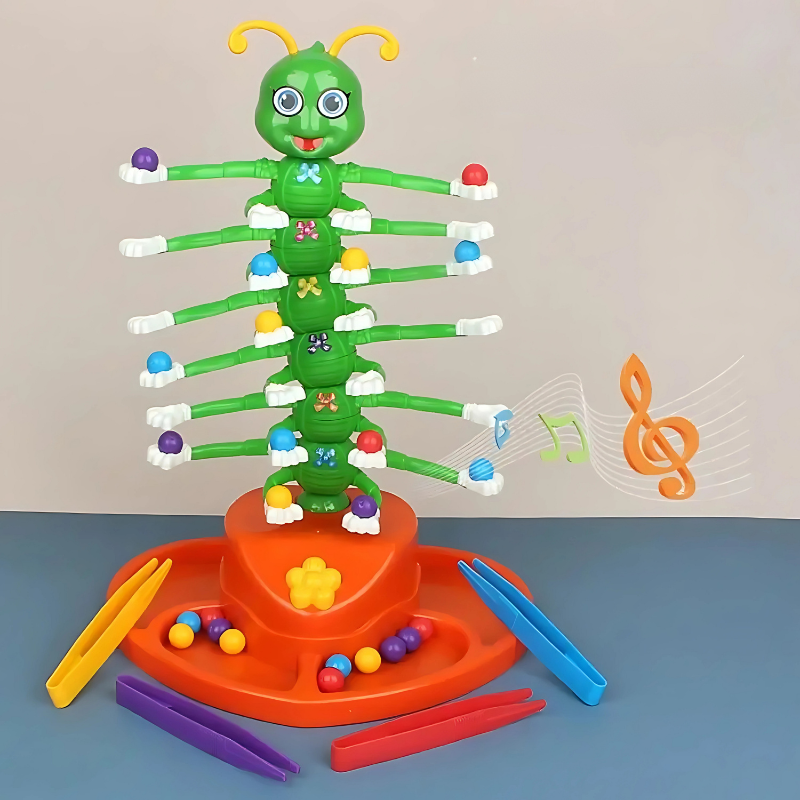 Kids' educational wiggling caterpillar block game for fine motor skills and preschool development