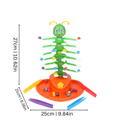 Interactive family game: colorful wiggling caterpillar toy for kids, enhancing fine motor abilities