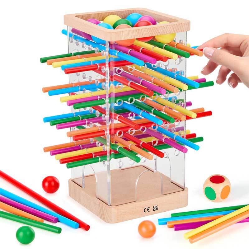 Kids' educational wooden board game, colorful animal shapes, preschool learning Montessori toy