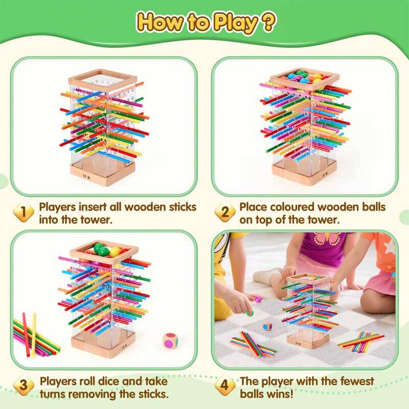 Colorful wooden educational board game, Montessori toy for kids' early development, animal blocks