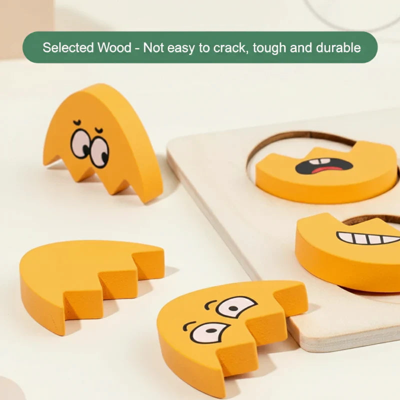 Colorful wooden emotions puzzle for children, a fun and educational wood toy
