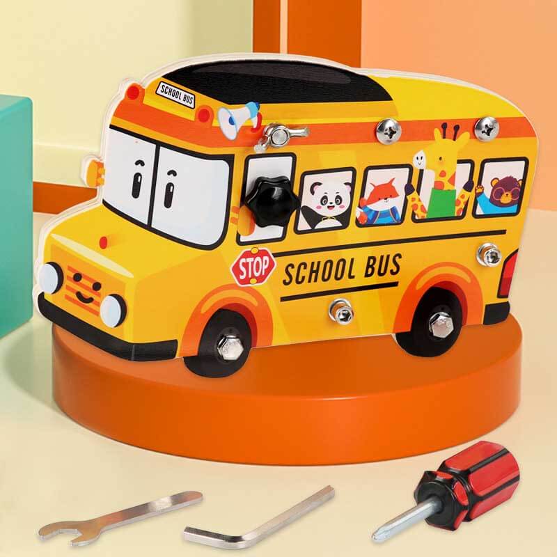Toddler assembly toy: wooden school bus construction set for educational play and skill development