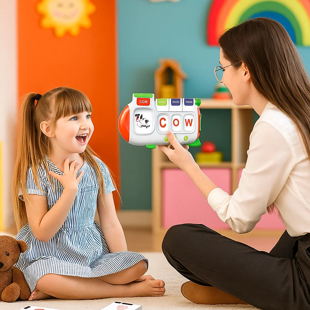 Kids' educational word learning machine, language development, interactive English words toy