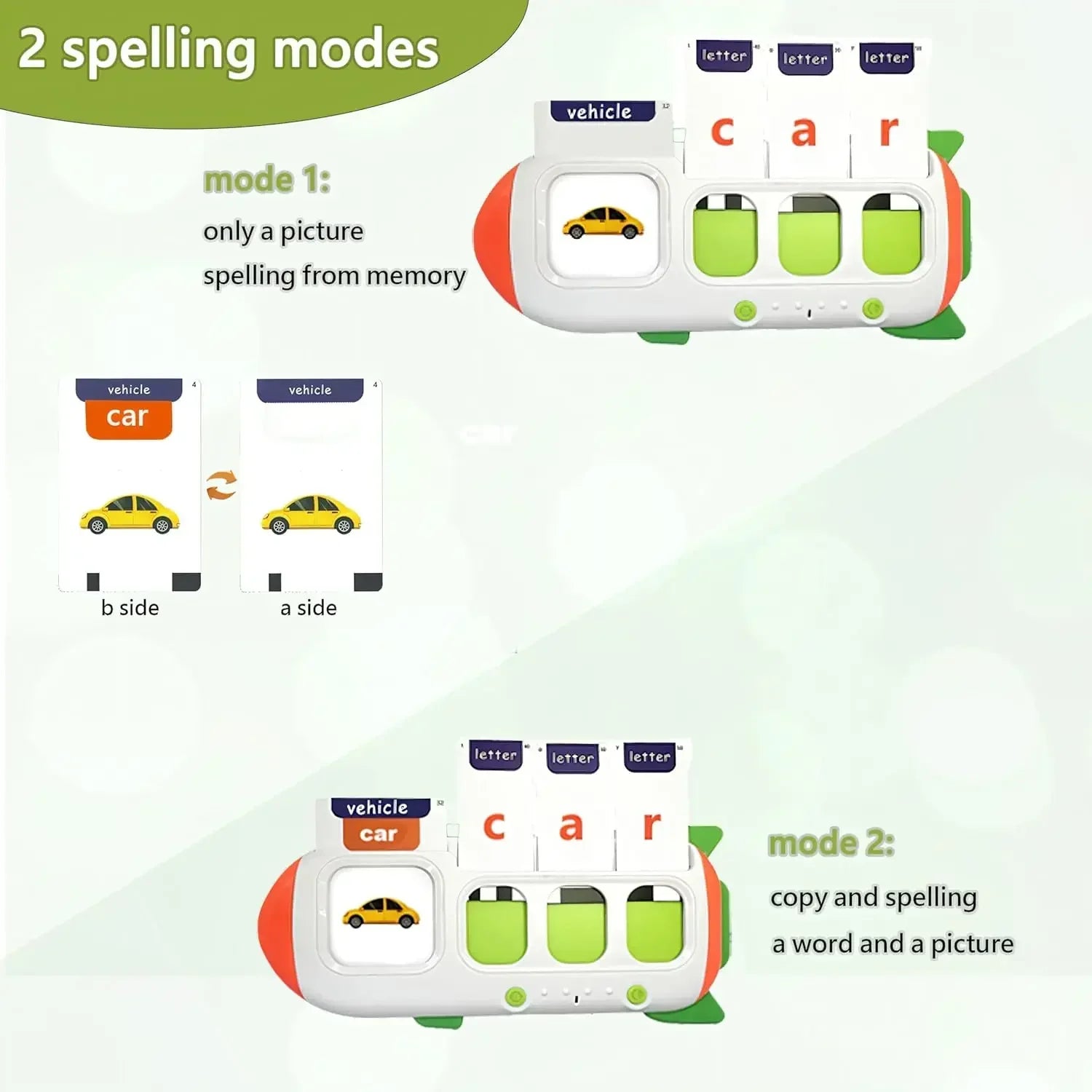 Portable kids' word learning machine, early education, interactive English vocabulary builder
