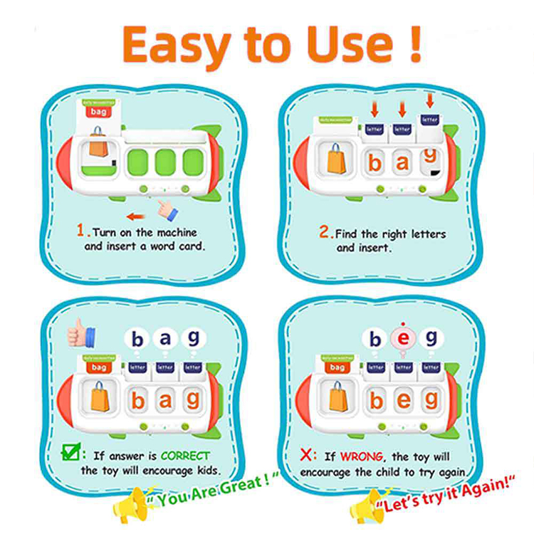 Montessori-inspired English word learning machine for kids, educational interactive toy