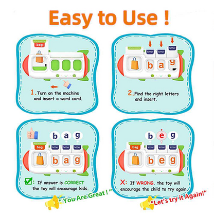 Montessori-inspired English word learning machine for kids, educational interactive toy