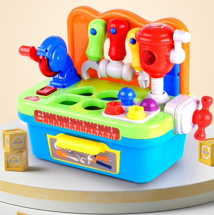 Kids' educational workbench toy set with pretend play tools, lights & music for toddlers