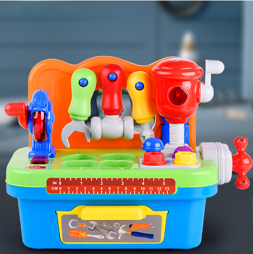 Kids' toy workbench set, light-up educational tool with realistic sounds for imaginative play