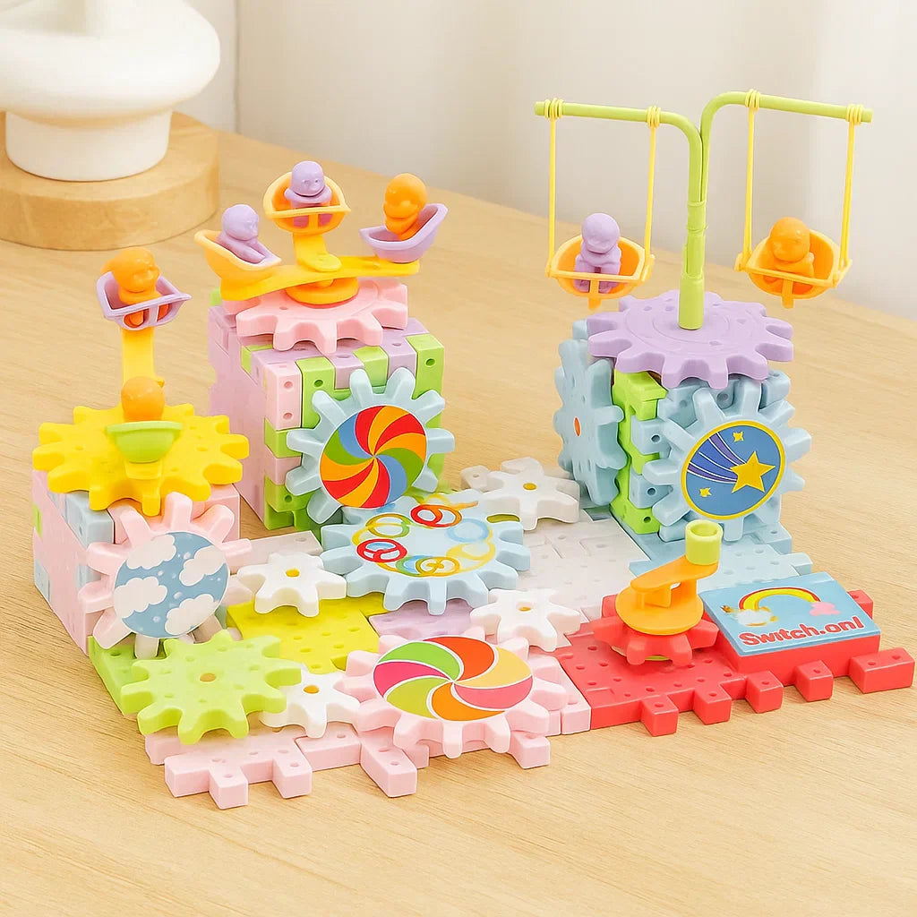 Kids' electric building blocks with spinning gears, an innovative construction toy for skill development