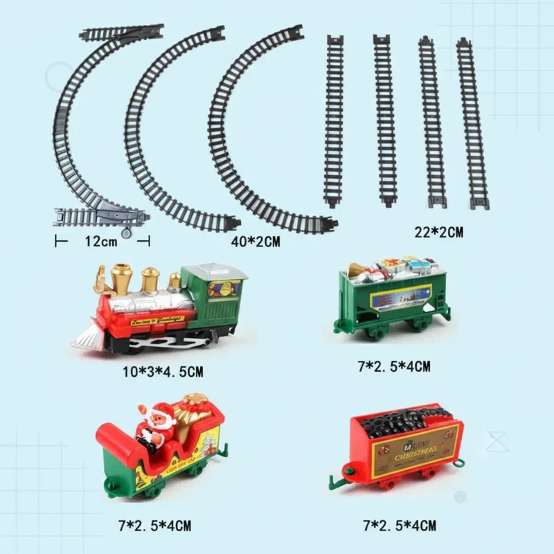 Festive electric train, a fun kids toy and beautiful Christmas holiday decor item