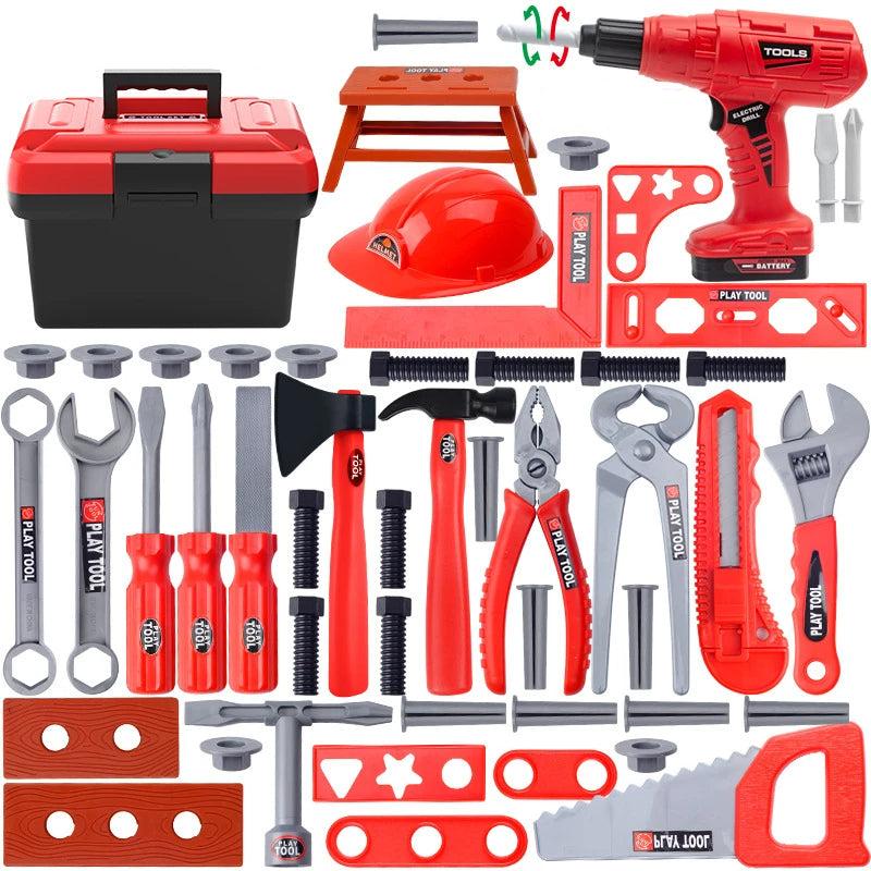 Children's building set featuring an electric drill toy, perfect for engaging in imaginative construction play.