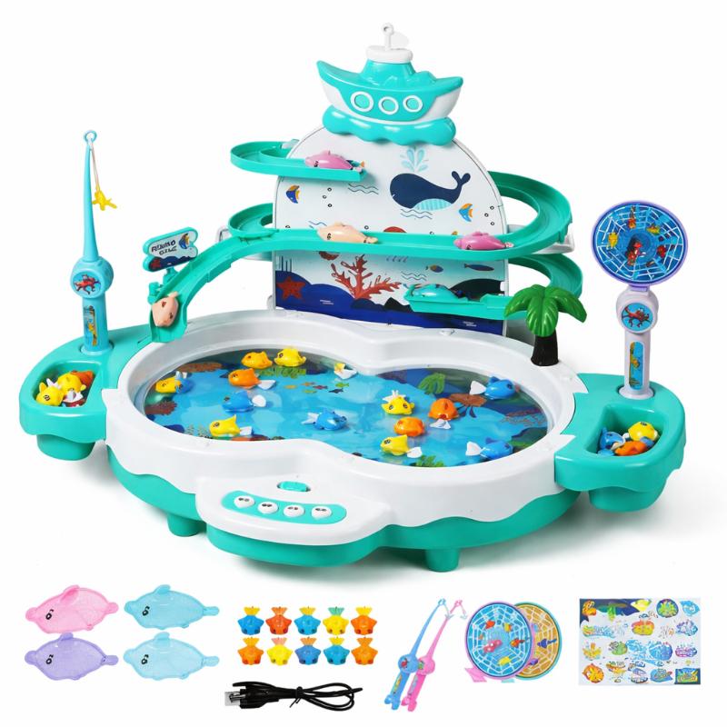 Interactive kids fishing game with musical features, a colorful preschool toy for engaging educational play.
