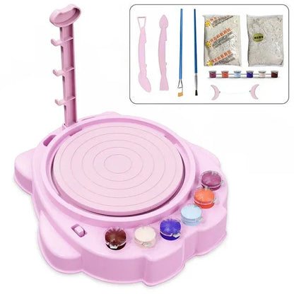 Interactive kids art toy: Electric Pottery Wheel Creative Art Set with complete DIY pottery tools