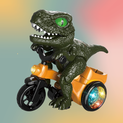 Kids' electric spinning dinosaur trike toy with music, perfect for active toddler play