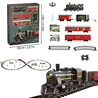 Fun kids' electric steam train toy set, ideal gift for children, features interactive lights and captivating sounds