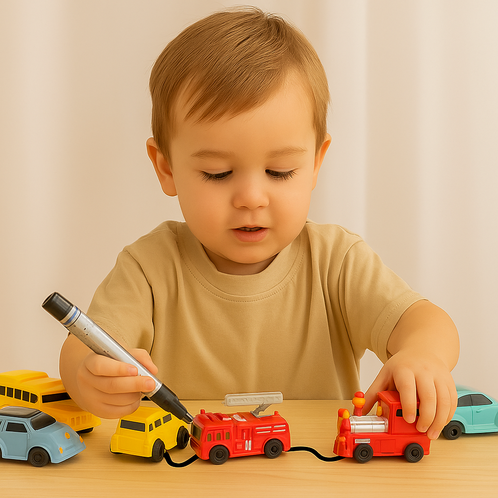 Creative play magic pen toy car for kids, educational and line following fun