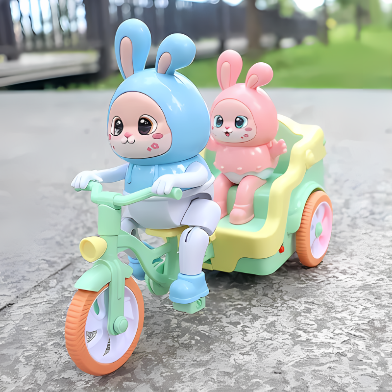 Kids' electric tricycle toy with musical feature and LED lights, perfect for toddler playtime