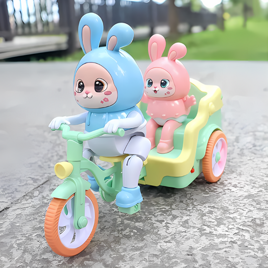 Kids' electric tricycle toy with musical feature and LED lights, perfect for toddler playtime