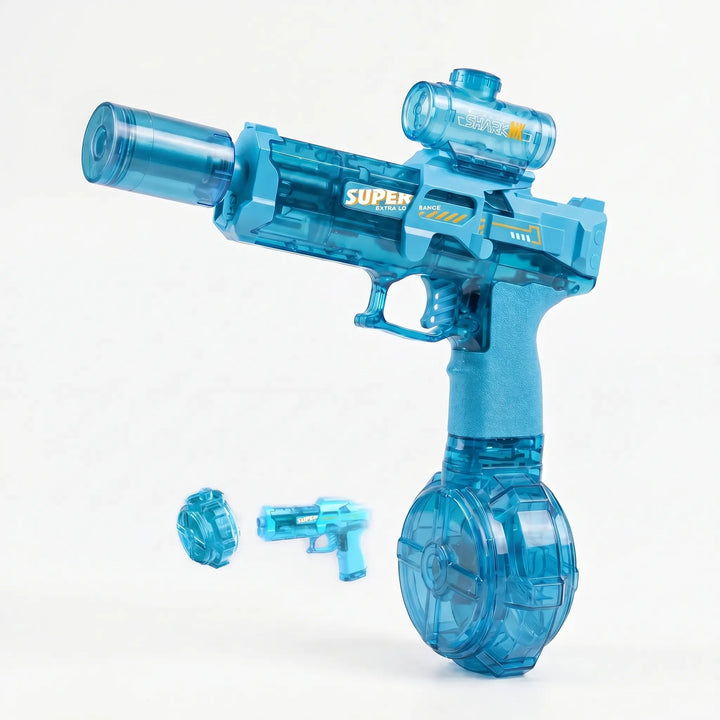 Vibrant LED light-up electric water gun for kids, perfect automatic water blaster for exciting summer fun.