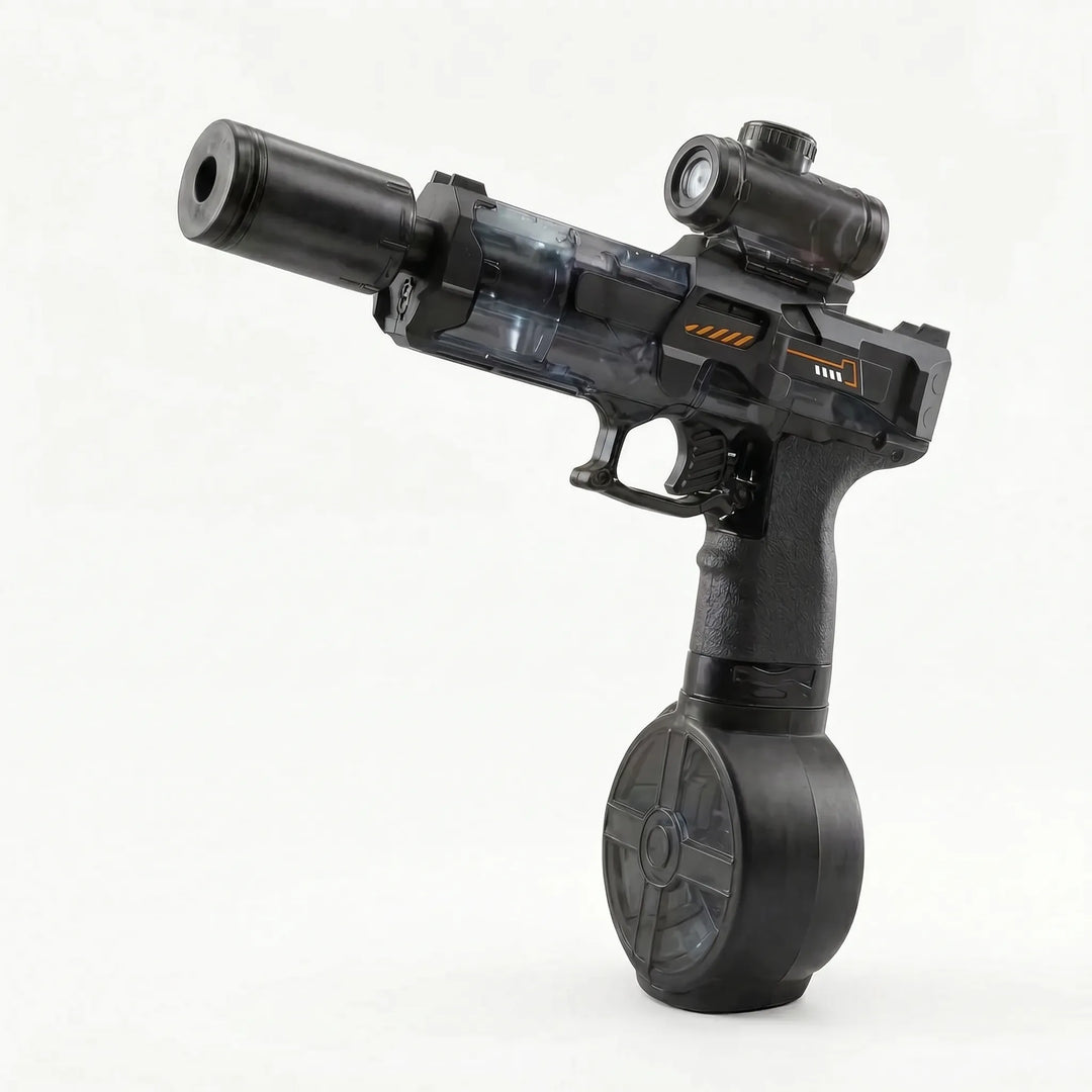 Powerful automatic electric water gun for kids, featuring LED lights, ideal for outdoor summer water battles.