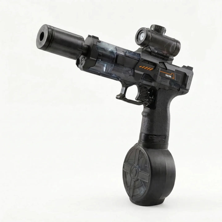 Powerful automatic electric water gun for kids, featuring LED lights, ideal for outdoor summer water battles.