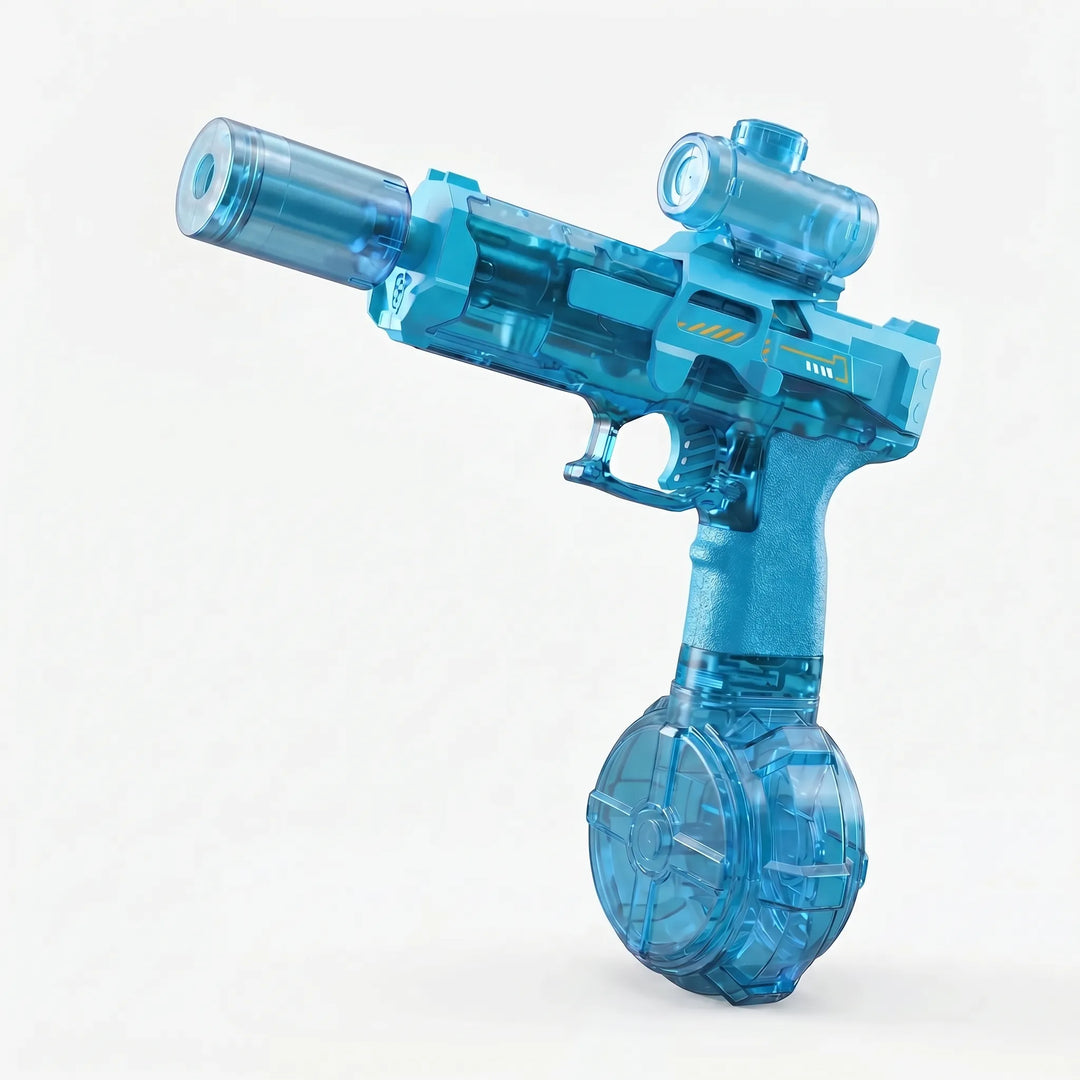 Fun kids' gift: an electric water gun toy with automatic shooting and cool LED lights for exciting outdoor play.