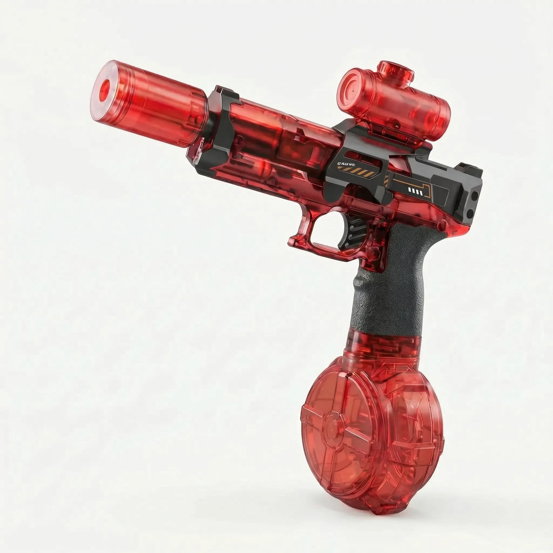 Ergonomic design electric water gun for kids, showcasing vibrant LED lights, automatic for easy summer water fun.