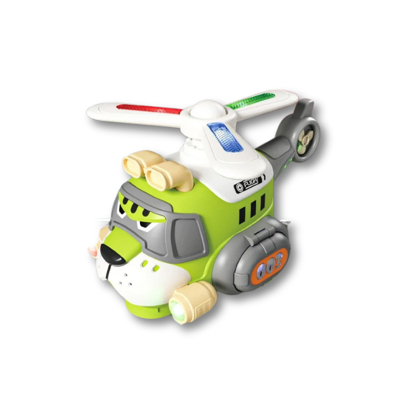 Preschooler smiling while watching the Electric WhirlWing Toy Plane with dynamic lights and sounds