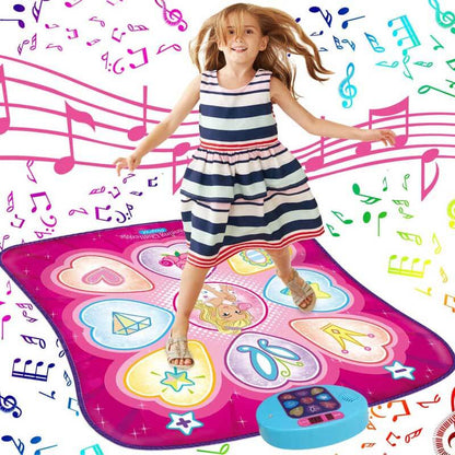 Close-up of a child's feet joyfully dancing on the Kids Electronic Dance Mixer Play Mat, promoting physical activity