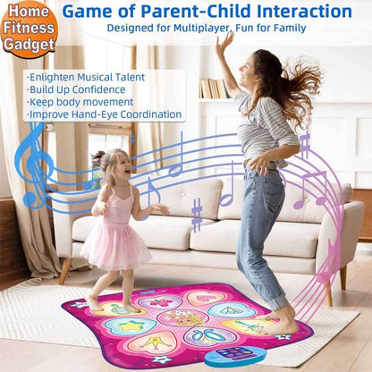 Overview of the Kids Electronic Dance Mixer Play Mat, highlighting its musical notes and interactive buttons