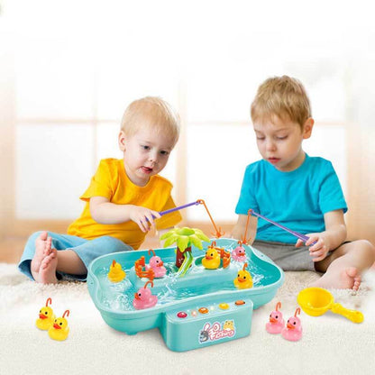 Kids electronic fishing game with vibrant fish & music, ideal for toddler play & sensory development