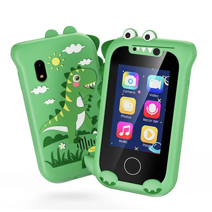 Kids electronic learning toy phone with camera, music, and pretend play features, safe for children.