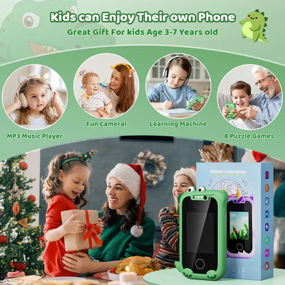 Children's pretend play electronic phone with camera, offering music and learning activities for young kids.