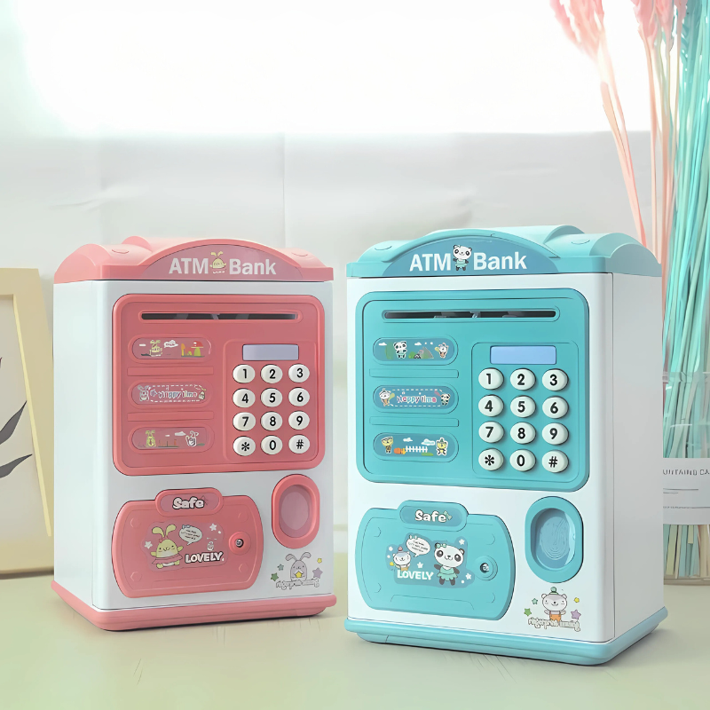 Kids' electronic piggy bank with lights & sounds, teaching financial education, a fun learning toy gift