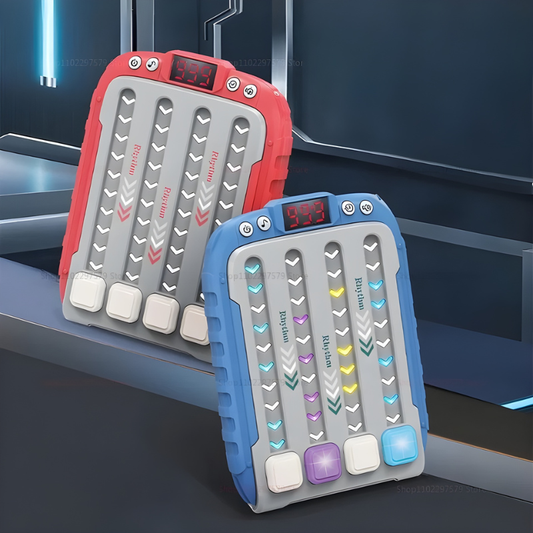 Kids Electronic Rhythm Game for Reflex & Focus Training, vibrant colors, close-up button detail