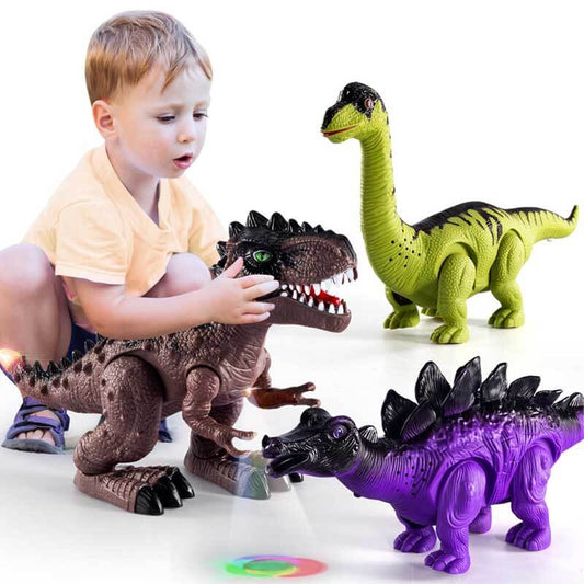 Kids' electronic walking T-Rex dinosaur toy with flashing lights & roaring sounds, prehistoric fun
