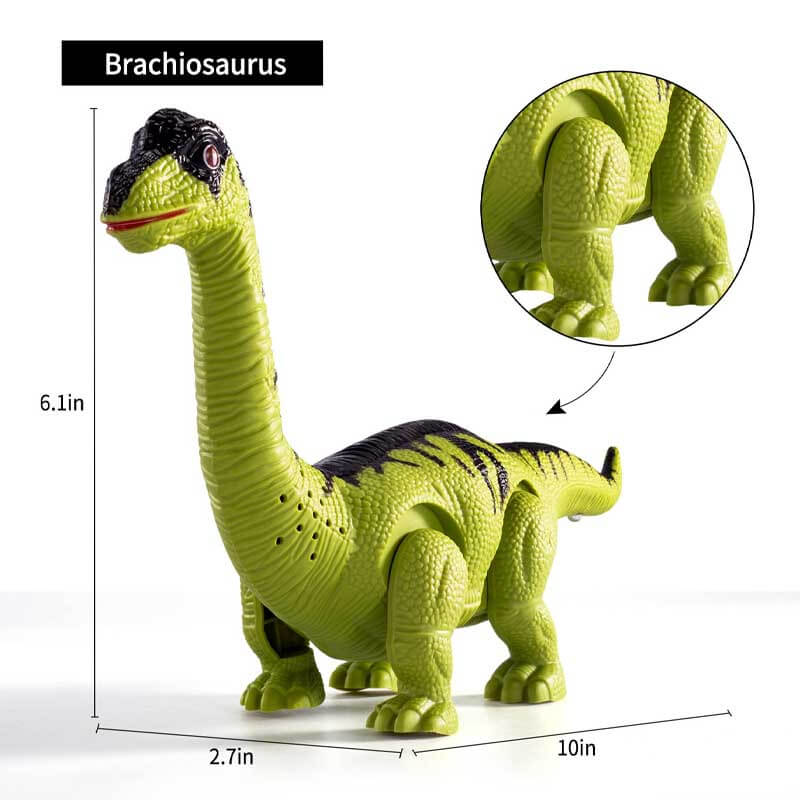 Blue electronic walking dinosaur toy for children with bright LED lights and realistic roars