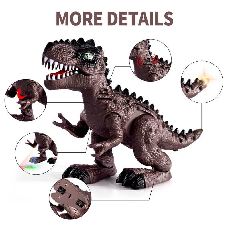 Educational children's electric dinosaur toy, a walking prehistoric creature with glowing features