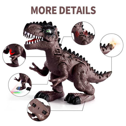 Educational children's electric dinosaur toy, a walking prehistoric creature with glowing features